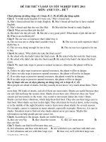 ĐỀ THI THỬ VÀ ĐÁP ÁN TỐT NGHIỆP THPT 2011 MÔN: ANH VĂN – ĐỀ 7 docx