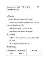 Giáo án đại số lớp 8 - Tiết 53 & 54 TẬP CHƯƠNG III ppt