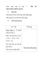 Giáo trình đại số lớp 7 -Tiết54: ĐƠN THỨC ĐỒNG DẠNG pps