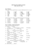 KIỂM TRA HỌC KÌ I KHỐI 12 NĂM 2011 MÔN: ANH VĂN – ĐỀ 29 doc