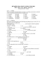 ĐỀ KIỂM TRA CHẤT LƯỢNG NĂM 2011 MÔN : TIẾNG ANH KHỐI D - Mã đề: 216 potx