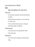 Giáo án hình học lớp 8 - Tiết 63. THỂ TÍCH HÌNH LĂNG TRỤ ĐỨNG ppsx