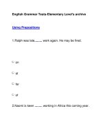English Grammar Tests-Elementary Level''''s archiveUsing Prepositions potx