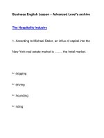 Business English Lesson – Advanced Level''''s archiveThe Hospitality Industry docx
