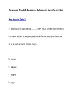 Business English Lesson – Advanced Level''''s archiveAre You in Debt? pptx