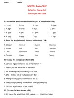 WRITTEN English TEST School: Ly Thuong Kiet. School year: 2007- 2008 ppsx