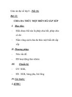 Giáo án đại số lớp 8 - Tiết 16: Bài 12: CHIA ĐA THỨC MỘT BIẾN ĐÃ SẮP XẾP potx