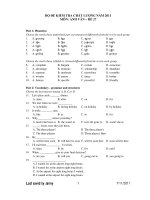 BỘ ĐỀ KIỂM TRA CHẤT LƯỢNG NĂM 2011 MÔN: ANH VĂN – ĐỀ 27 pdf