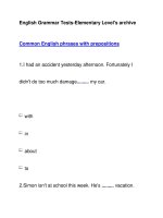 English Grammar Tests-Elementary Level''''s archiveCommon English phrases with prepositions pot