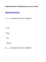 English Grammar Tests-Elementary Level''''s archiveModal Verb Questions pptx