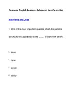 Business English Lesson – Advanced Level''''s archiveInterviews and Jobs ppt