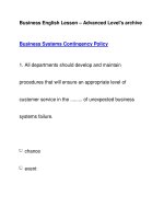 Business English Lesson – Advanced Level''''s archiveBusiness Systems Contingency Policy pot