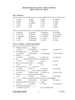 BỘ ĐỀ KIỂM TRA CHẤT LƯỢNG NĂM 2011 MÔN: ANH VĂN – ĐỀ 12 pps