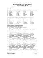 BỘ ĐỀ KIỂM TRA CHẤT LƯỢNG NĂM 2011 MÔN: ANH VĂN – ĐỀ 20 ppsx