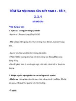 TÓM TẮT NỘI DUNG CẦN BIẾT SINH 8 - BÀI 1, 2, 3, 4 docx