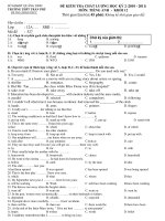 ĐỀ KIỂM TRA CHẤT LƯỢNG HỌC KỲ 2 (2010 - 2011) MÔN: TIẾNG ANH KHỐI 12 - Mã đề : 527 ppt