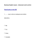 Business English Lesson – Advanced Level''''s archivePayroll policy in the USA pptx