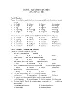 KIỂM TRA HỌC KÌ I KHỐI 12 NĂM 2011 MÔN: ANH VĂN – ĐỀ 2 pptx