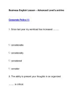 Business English Lesson – Advanced Level''''s archiveCorporate Policy (1) ppsx