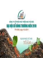 CÔNG TY cổ PHẦN PHÁT TRIỂN NHÀ THỦ đức đại hội cổ đông thường niên 2010 báo cáo tổng kết nhiệm kỳ 2 năm 2006 đến 2010