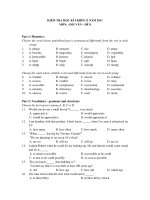 KIỂM TRA HỌC KÌ I KHỐI 12 NĂM 2011 MÔN: ANH VĂN – ĐỀ 8 docx