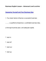 Business English Lesson – Advanced Level''''s archiveAssessing Yourself and Your Business Idea ppsx