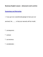 Business English Lesson – Advanced Level''''s archiveGuarantees and Warranties1 ppt