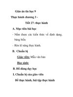 Giáo án tin học 9 - Thực hành chương 3 Tiết 27: thực hành ppt