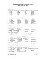 BỘ ĐỀ KIỂM TRA CHẤT LƯỢNG NĂM 2011 MÔN: ANH VĂN – ĐỀ 14 docx