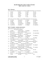 BỘ ĐỀ KIỂM TRA CHẤT LƯỢNG NĂM 2011 MÔN: ANH VĂN – ĐỀ 18 ppsx