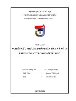 NGHIÊN CỨU PHƯƠNG PHÁP PHÂN TÍCH VÀ XỬ LÝ ESTE PHTALAT TRONG MÔI TRƯỜNG”