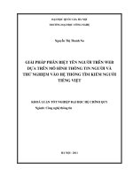 Giải pháp phân biệt tên người trên Web dựa trên mô hình thông tin Người và thử nghiệm vào hệ thống tìm kiếm người tiếng Việt