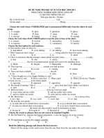 ĐỀ ĐỀ NGHỊ THI HỌC KỲ II NĂM HỌC 2010-2011 PHẦN TRẮC NGHIỆM MÔN TIẾNG ANH LỚP 12 ppt