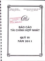 CÔNG TY cổ PHẦN PHÁT TRIỂN NHÀ THỦ đức báo cáo tài chính hợp nhất quý 4 năm 2011