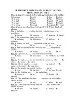 ĐỀ THI THỬ VÀ ĐÁP ÁN TỐT NGHIỆP THPT 2011 MÔN: ANH VĂN – ĐỀ 6 pptx