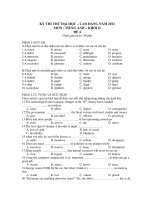 KỲ THI THỬ ĐẠI HỌC CAO ĐẲNG NĂM 2011 MÔN : TIẾNG ANH – ĐỀ 4 pps