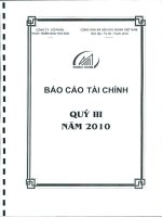 CÔNG TY cổ PHẦN PHÁT TRIỂN NHÀ THỦ đức báo cáo tài chính quý 3 năm 2010