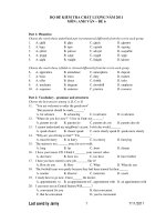 BỘ ĐỀ KIỂM TRA CHẤT LƯỢNG NĂM 2011 MÔN: ANH VĂN – ĐỀ 6 pptx