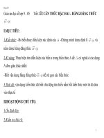 Đại số 9Giáo án đại số lớp 9 - CĂN THỨC BẬC HAI – HẰNG ĐẲNG THỨC pptx