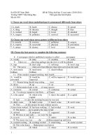 Đề thi Tiếng Anh lop 12 (2010-2011) Trần Hưng Đạo Mã đề: 001 pot