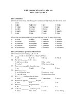 KIỂM TRA HỌC KÌ I KHỐI 12 NĂM 2011 MÔN: ANH VĂN – ĐỀ 28 pps