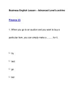 Business English Lesson – Advanced Level''''s archiveFinance (2) pps