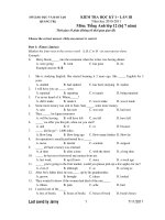 KIỂM TRA HỌC KỲ I – LẦN III Năm học 2010-2011 Môn: Tiếng Anh lớp 12 pptx