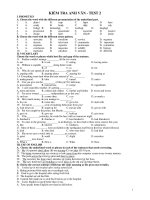 KIỂM TRA ANH VĂN - TEST 2 pps