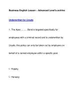 Business English Lesson – Advanced Level''''s archiveUnderwritten by Lloyds pdf