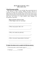 ĐỀ ÔN THI TN NĂM 2011 – ĐỀ 15 MÔN: TIẾNG ANH ppt