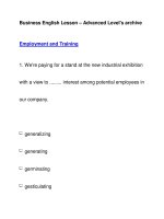 Business English Lesson – Advanced Level''''s archiveEmployment and Training pdf