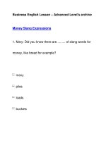 Business English Lesson – Advanced Level''''s archiveMoney Slang Expressions ppsx