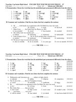 ENGLISH TEST FOR THE SECOND TERM II - 15’ ppsx