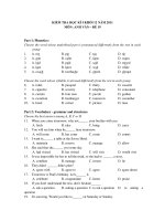 KIỂM TRA HỌC KÌ I KHỐI 12 NĂM 2011 MÔN: ANH VĂN – ĐỀ 19 pdf